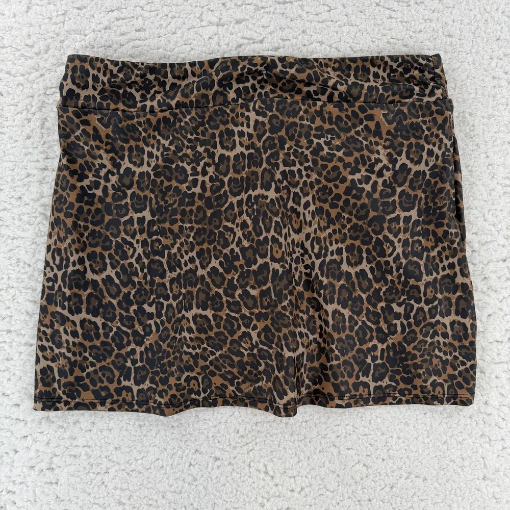 Nicole‎ Miller Tankini Swimsuit Womens 1X Animal Print Ruffle 2 Piece Skirt NWT